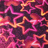 Vegas Nights Nylon Spandex Fabric - Black With Neon Stars And Hearts, 58/60" Width (1 Yard)