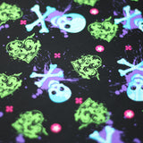 Heart Of Stone Nylon Spandex Fabric - Shiny Red/Green, Heart And Skull Pattern, 58/60" Width (1 Yard)