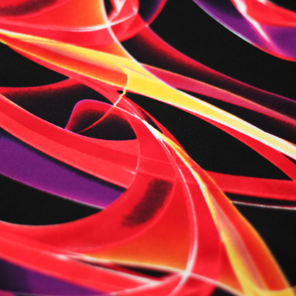 Dance Ribbons Nylon Spandex Fabric - Blue Or Red Striped Print On Black, 58-60" Width (1 Yard)