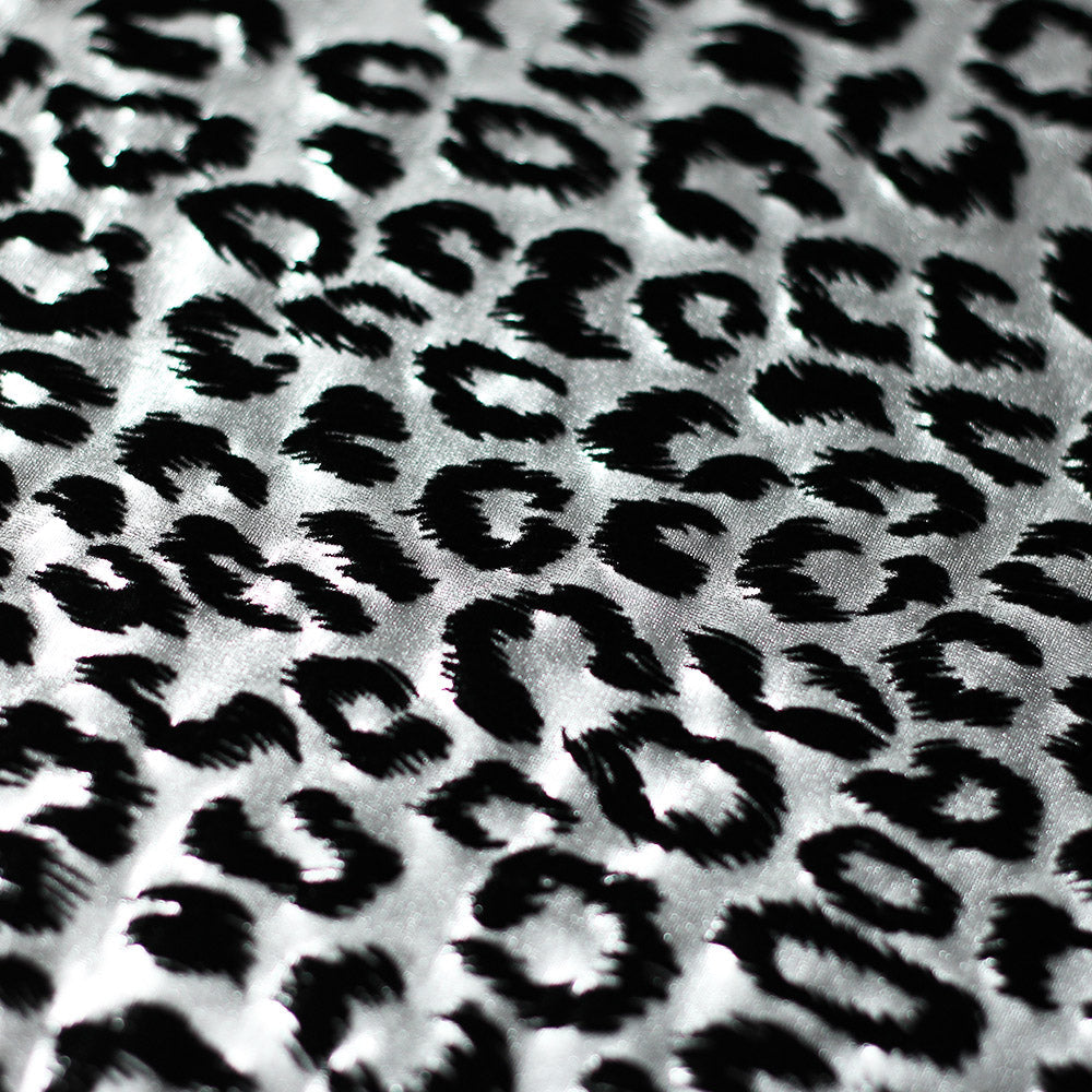Sassy Cat Polyester Spandex Fabric - Leopard Hologram, Red/Black, Silver/Black, Gold/Black, Turquoise/Black, 58/60" Width (1 Yard)
