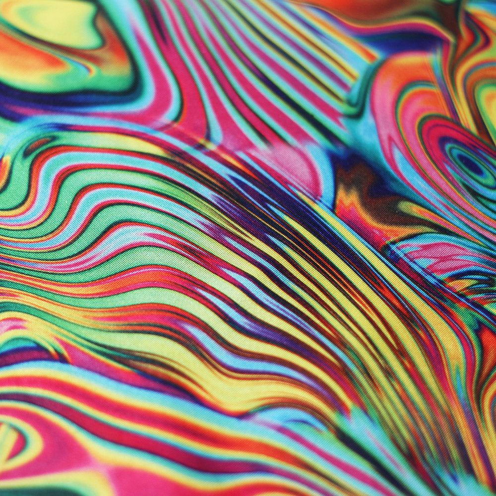 Paint Swirl Polyester Spandex Fabric - Multicolor Abstract Print, 58/60" Width (1 Yard)