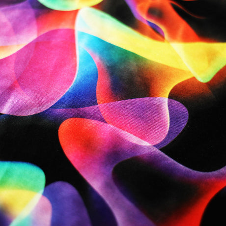 Luv A Lamp Polyester Spandex Fabric - Multicolor Abstract Print, 58/60" Width, 240 GSM (1 Yard)