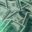 Benjamin Polyester Spandex Fabric - White/Green Money Print, 58/60" Width (1 Yard)