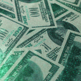 Benjamin Polyester Spandex Fabric - White/Green Money Print, 58/60" Width (1 Yard)
