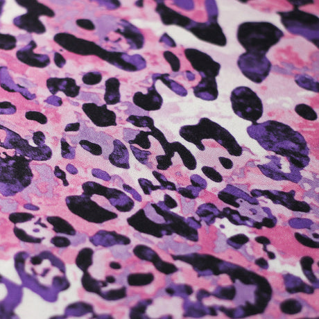 Feline Deco Polyester Spandex Fabric - Leopard Print, Pink/Orange/Turquoise, 58/60" Width (1 Yard)