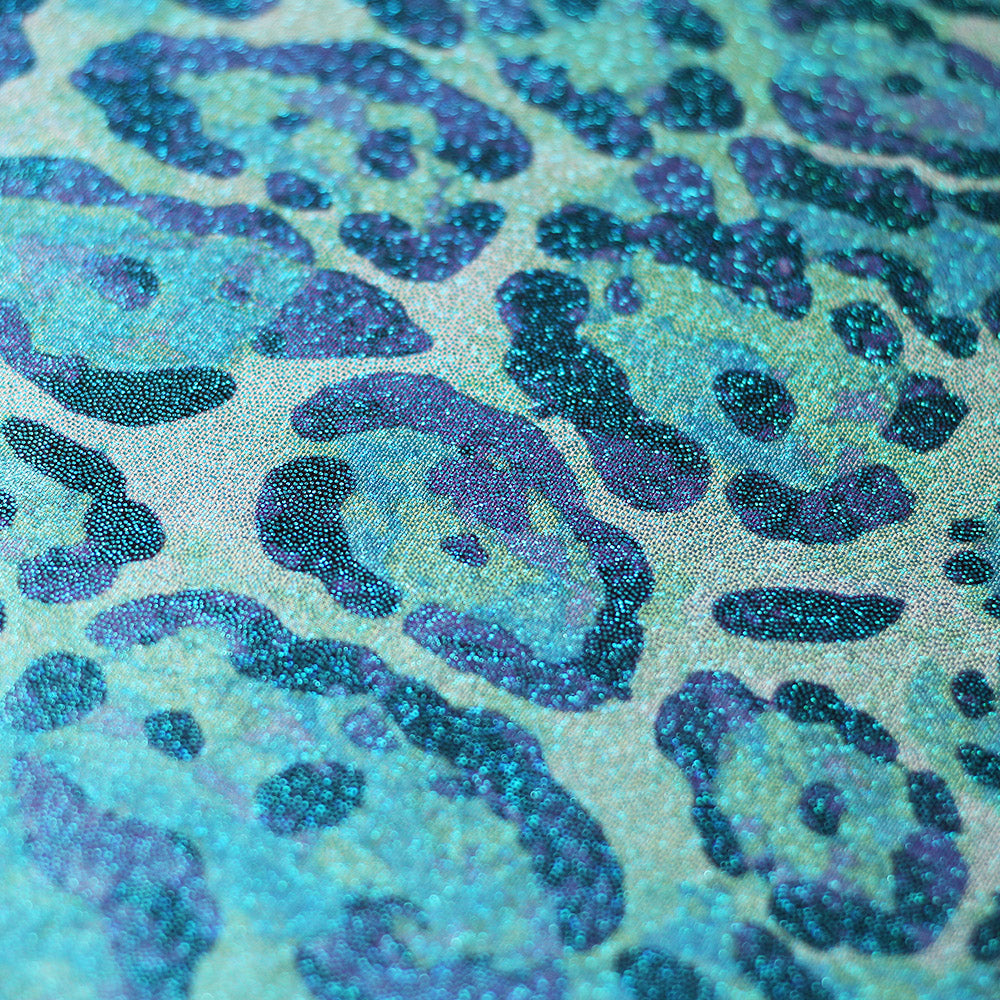 Feline Deco Polyester Spandex Fabric - Leopard Print, Pink/Orange/Turquoise, 58/60" Width (1 Yard)