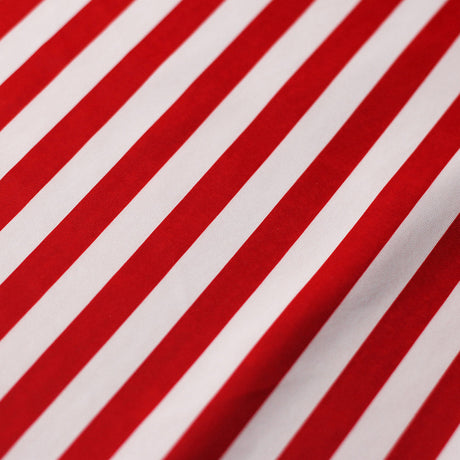 Classic Tricot Stripes Polyester Spandex Fabric - Wide Stripe Print, Black/White, Navy/White, Red/White, Turquoise/White, 58/60" Width (1 Yard)