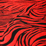 Roxy Zebra Nylon Spandex Fabric - Sparkly Hologram Zebra Print, Fuchsia, Green, Red, Silver, Gold On Black, 58-60" Width (1 Yard)