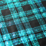 Starlight Plaid Polyester Spandex Fabric - Holographic Plaid, Turquoise, Black With Silver, Black With Gold, Black, 58/60" Width (1 Yard)