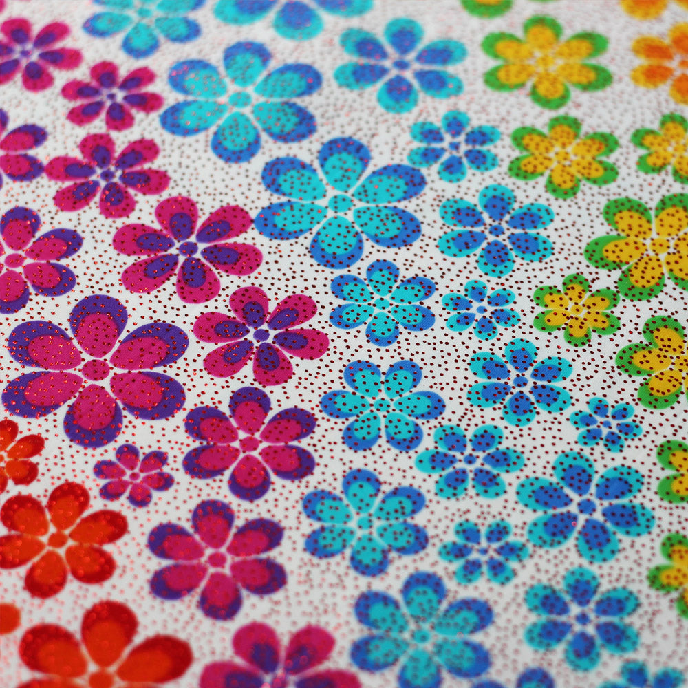 Floral Trance Nylon Spandex Fabric - Multi-Color Floral Print, 58-60" Width (1 Yard)