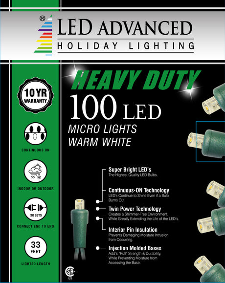 5mm Pure White 100 LED String Set