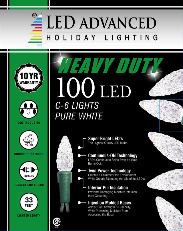 C6 Faceted Pure White 100 LED Light Set