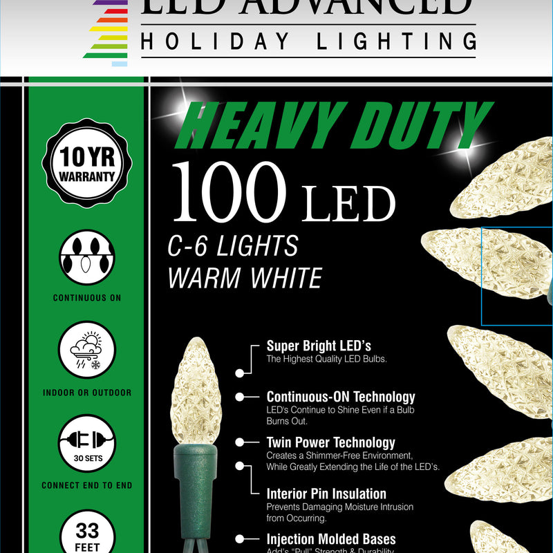 C6 Faceted 100 LED Light Set - Warm White