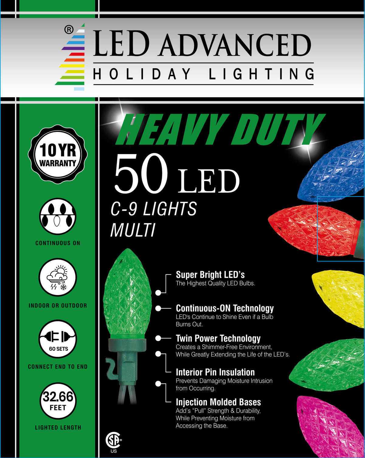 C9 Faceted Multi 50 LED Light Set