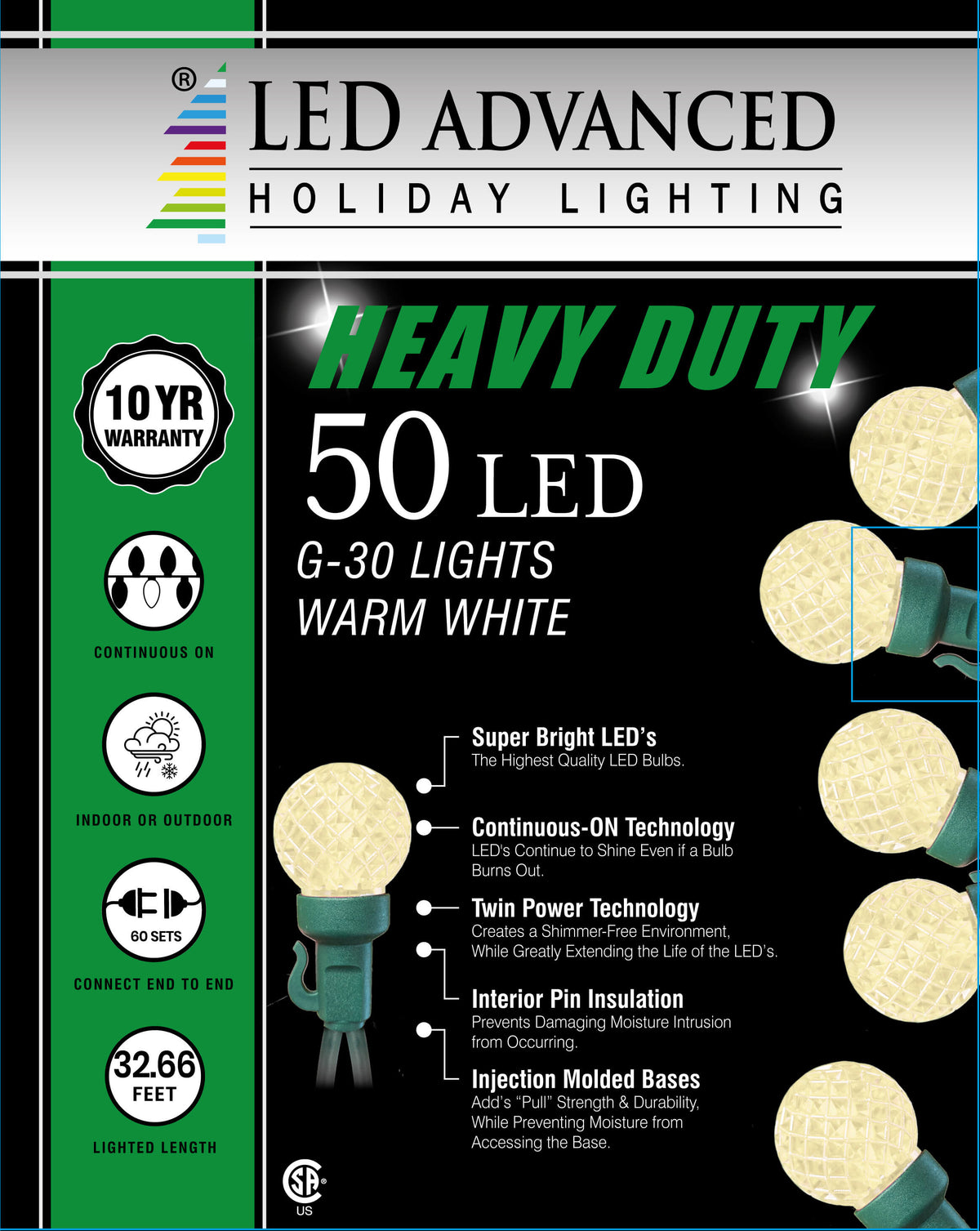 G30 Warm White 50 LED Light Set