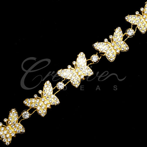 3/4" Butterfly Bling Bedazzle Trim-4.5 Meters (Gold)