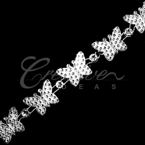 3/4" Butterfly Bling Bedazzle Trim-4.5 Meters (Silver)