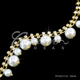 3/4" Dual Size Hanging Pearl Rhinestone Chain-3 Yds (Gold)