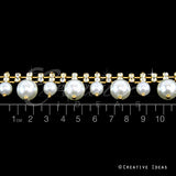3/4" Dual Size Hanging Pearl Rhinestone Chain-3 Yds (Gold)