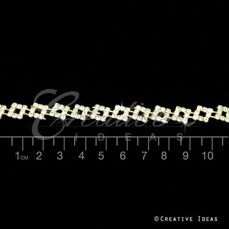 3/8" Bow Shape Rhinestone Chain-3 Yds (Gold)