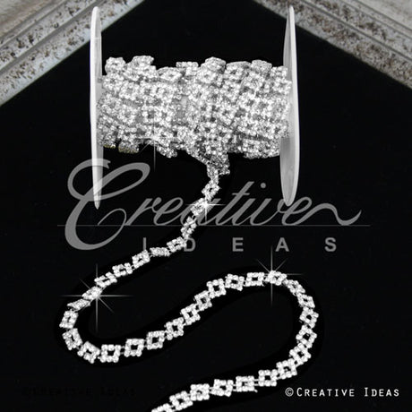 3/8" Bow Shape Rhinestone Chain-3 Yds (Silver)