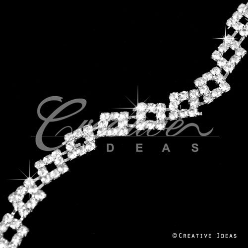 3/8" Bow Shape Rhinestone Chain-3 Yds (Silver)
