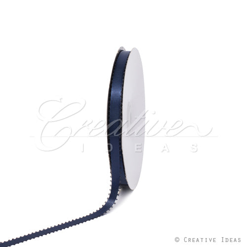 3/8" Double Face Picot Ribbon - 50 Yards (Navy Blue)