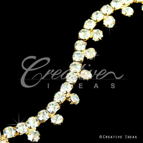 3/8" Faux Diamond Fringe Rhinestone Chain-3 Yds (Gold)