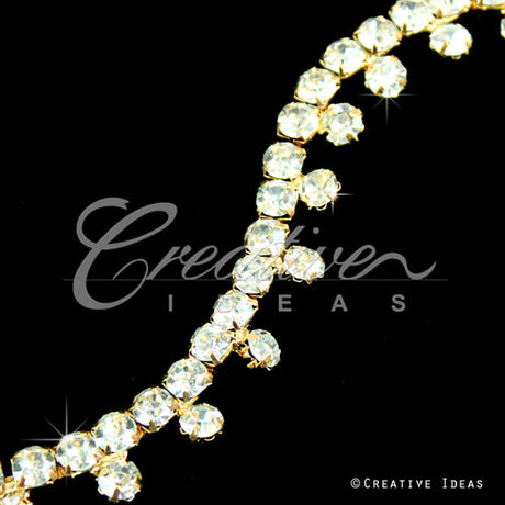 3/8" Faux Diamond Fringe Rhinestone Chain-3 Yds (Gold)