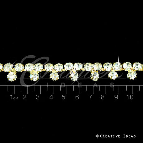 3/8" Faux Diamond Fringe Rhinestone Chain-3 Yds (Gold)