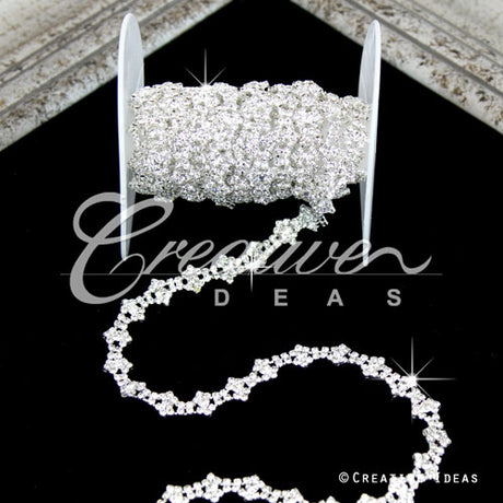 3/8" Faux Diamond Fringe Rhinestone Chain-3 Yds (Silver)