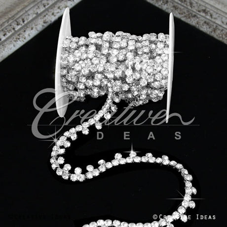 3/8" Faux Diamond Fringe Rhinestone Chain-3 Yds (Silver)