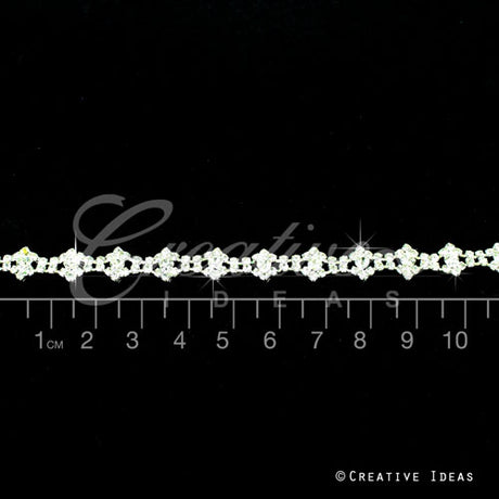 3/8" Faux Diamond Fringe Rhinestone Chain-3 Yds (Silver)