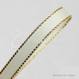 3/8" Grosgrain W/Gold Edge-10 Yds (Ivory/Gold)