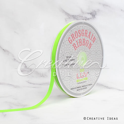 3/8" Grosgrain Ribbon - 50 Yards (Neon Green)