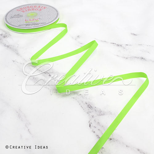 3/8" Grosgrain Ribbon - 50 Yards (Neon Green)