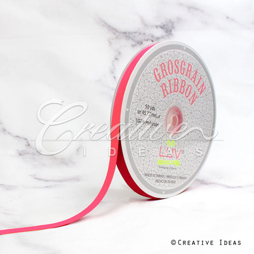 3/8" Grosgrain Ribbon - 50 Yards (Neon Pink)