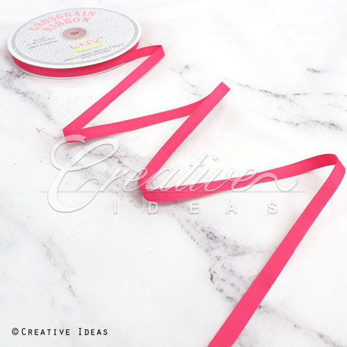 3/8" Grosgrain Ribbon - 50 Yards (Neon Pink)