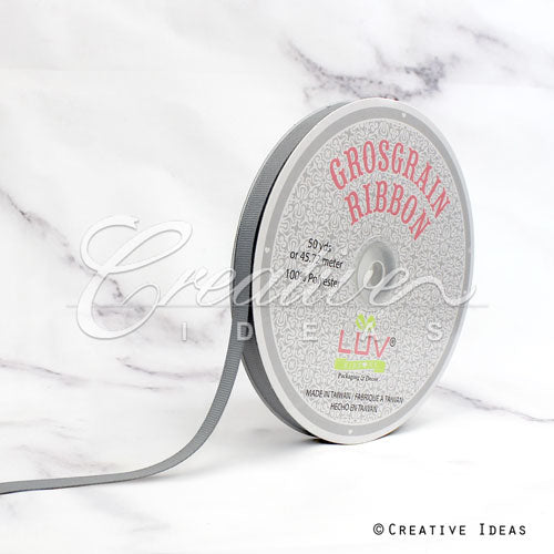 3/8" Grosgrain Ribbon - 50 Yards (Silver)