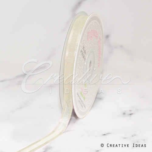 3/8" Organza With Satin Edge Ribbon - 25 Yards (Antique White)