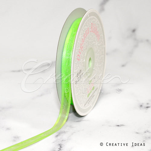 3/8" Organza With Satin Edge Ribbon - 25 Yards (Apple Green)