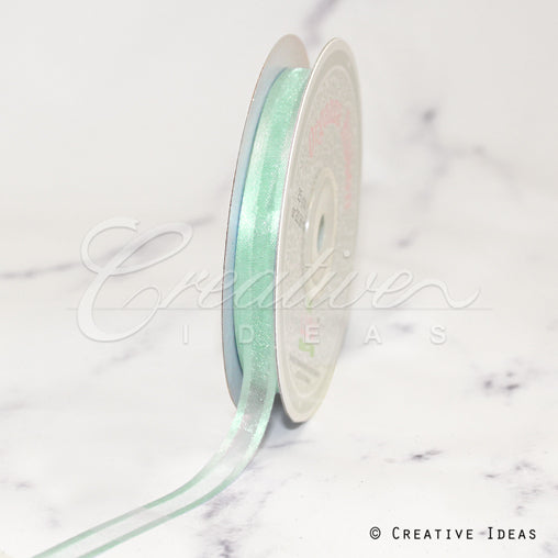 3/8" Organza With Satin Edge Ribbon - 25 Yards (Aqua)