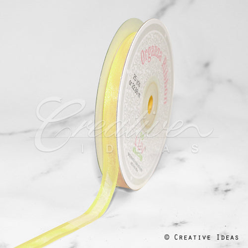 3/8" Organza With Satin Edge Ribbon - 25 Yards (Baby Maize)