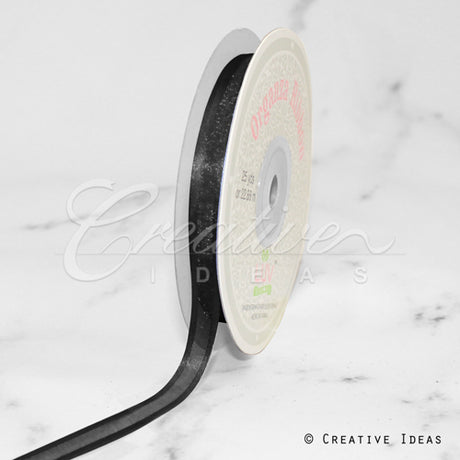3/8" Organza With Satin Edge Ribbon - 25 Yards (Black)