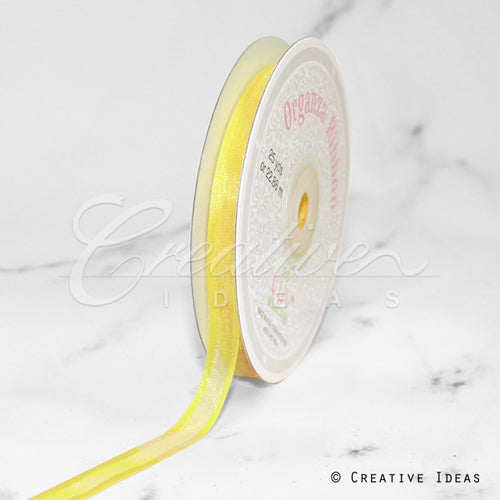 3/8" Organza With Satin Edge Ribbon - 25 Yards (Canary)