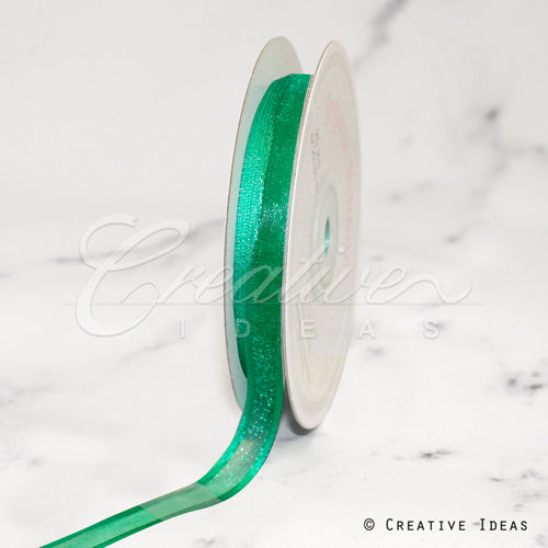 3/8" Organza With Satin Edge Ribbon - 25 Yards (Emerald Green)