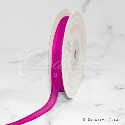 3/8" Organza With Satin Edge Ribbon - 25 Yards (Fuchsia)