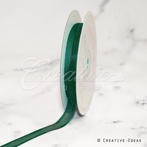 3/8" Organza With Satin Edge Ribbon - 25 Yards (Hunter Green)