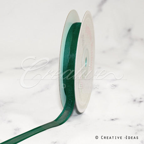 3/8" Organza With Satin Edge Ribbon - 25 Yards (Hunter Green)