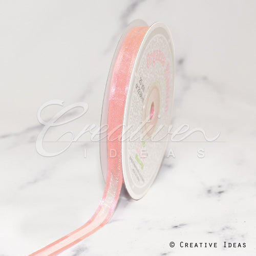 3/8" Organza With Satin Edge Ribbon - 25 Yards (Light Peach)